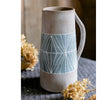 Gray Blue Handpainted Terracotta Table Vase - RusticReach