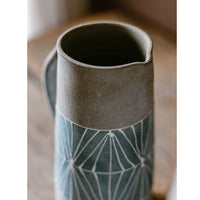 Gray Blue Handpainted Terracotta Table Vase