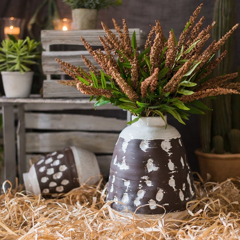 Handcrafted Ceramic Pottery Vase Brown - RusticReach
