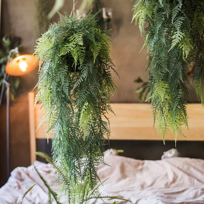 Faux Artificial Asparagus Setaceus Hanging Fern Plant - RusticReach
