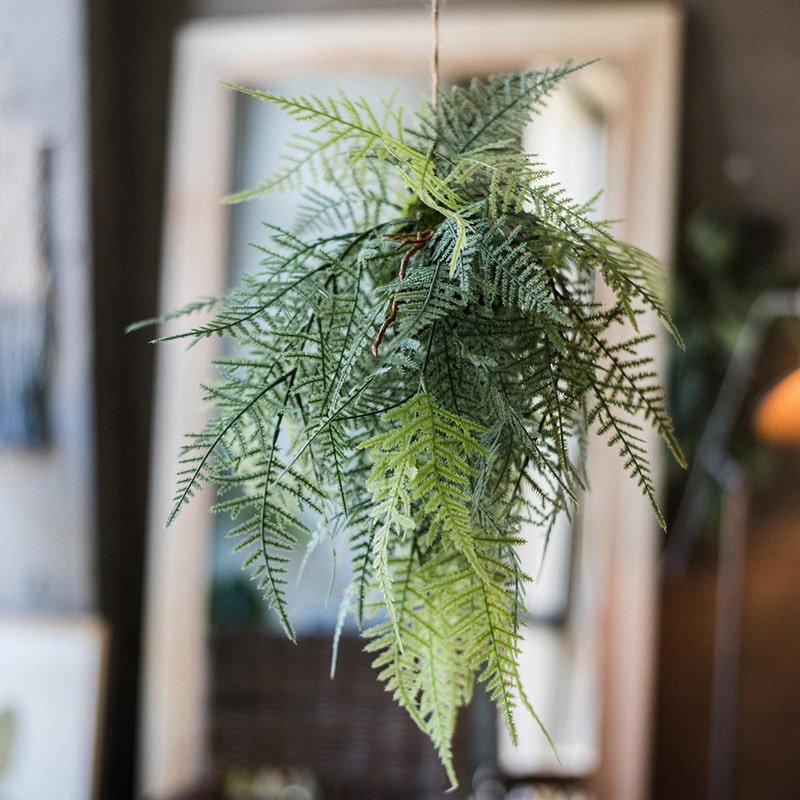 Faux Artificial Asparagus Setaceus Hanging Fern Plant - RusticReach