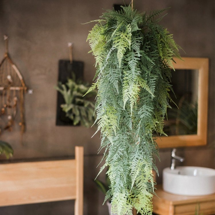 Faux Artificial Asparagus Setaceus Hanging Fern Plant - RusticReach