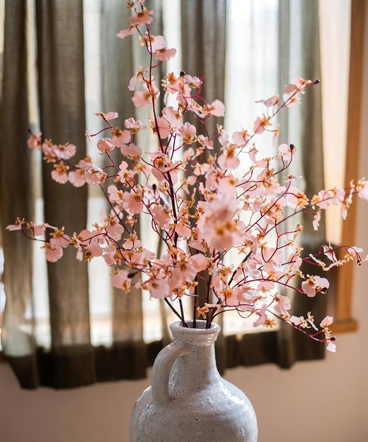 Impressionist Oncidium Orchid Stem in Pink 31" Tall - RusticReach