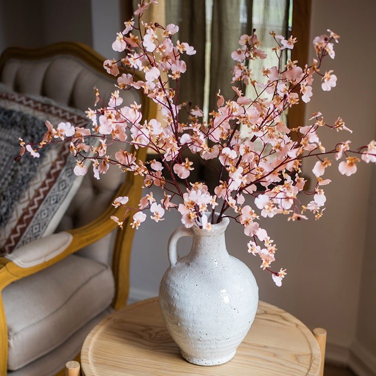 Impressionist Oncidium Orchid Stem in Pink 31" Tall - RusticReach