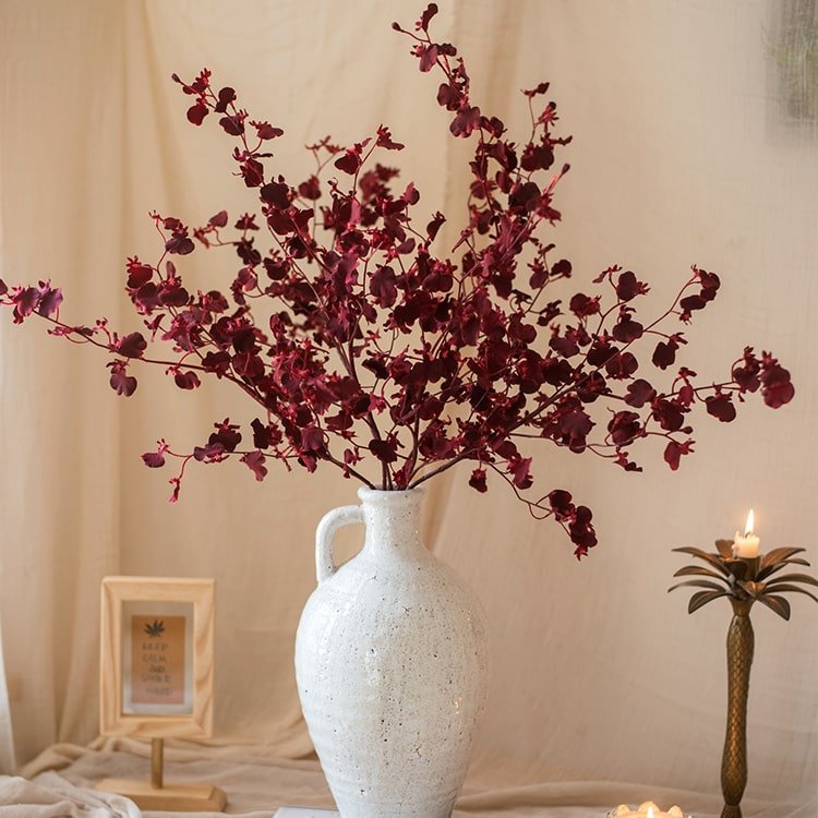 Impressionist Oncidium Orchid Stem in Red 31" Tall - RusticReach