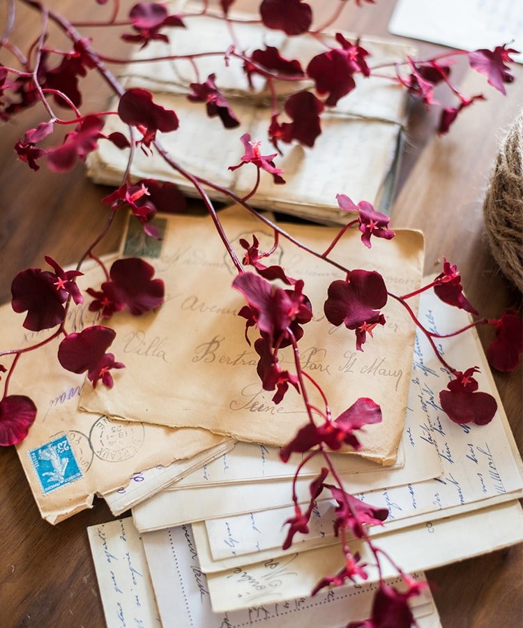 Impressionist Oncidium Orchid Stem in Red 31" Tall - RusticReach