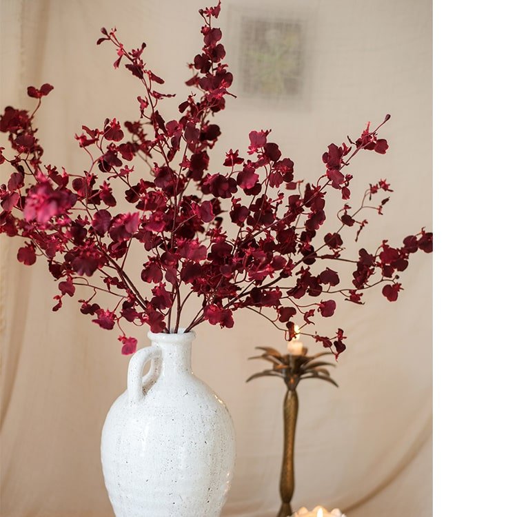 Impressionist Oncidium Orchid Stem in Red 31" Tall - RusticReach