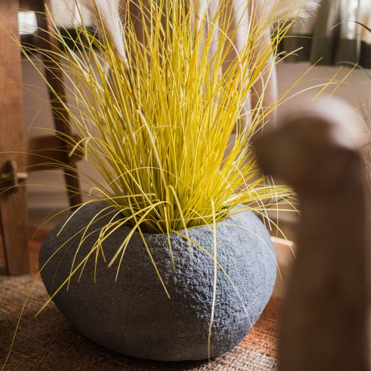 Japanese Zen Style Gray Stone Flowerpot - RusticReach