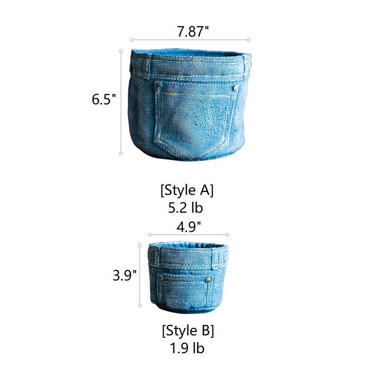 Pants for Plants Blue Jeans Cement Flower Pot - RusticReach