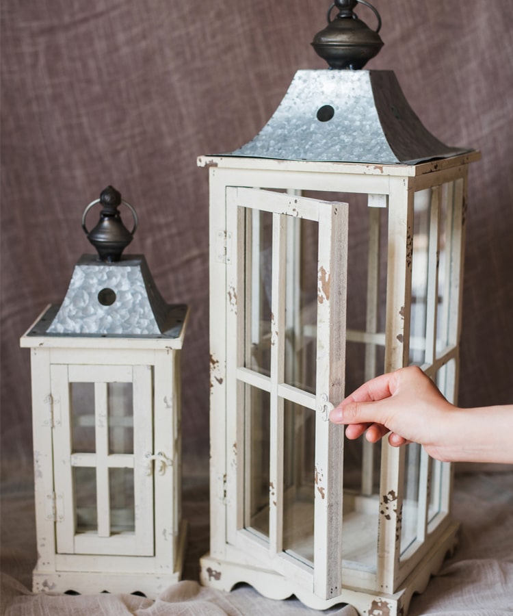 Lantern House Candle Holder in White