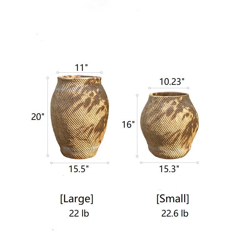 Large Basket Cement Pot Backyard Planter - RusticReach