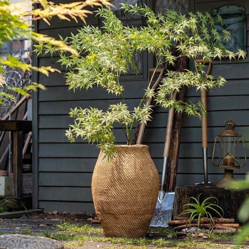 Large Basket Cement Pot Backyard Planter - RusticReach