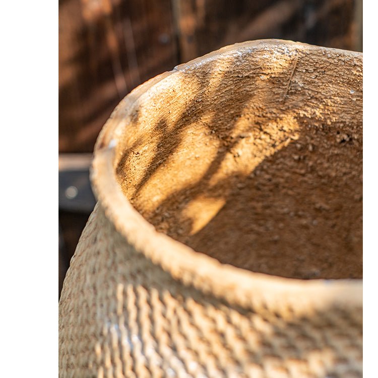 Large Basket Cement Pot Backyard Planter - RusticReach