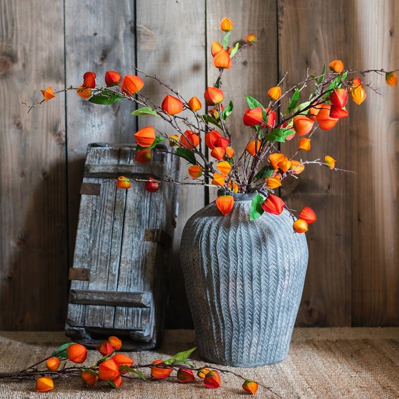 Artificial Makino Fruit Stem in Orange Red 39" Tall Silk Plant - RusticReach