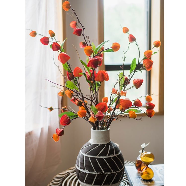 Artificial Makino Fruit Stem in Orange Red 39" Tall Silk Plant - RusticReach