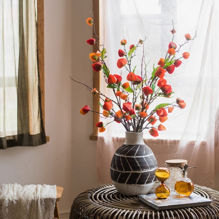 Artificial Makino Fruit Stem in Orange Red 39" Tall Silk Plant - RusticReach