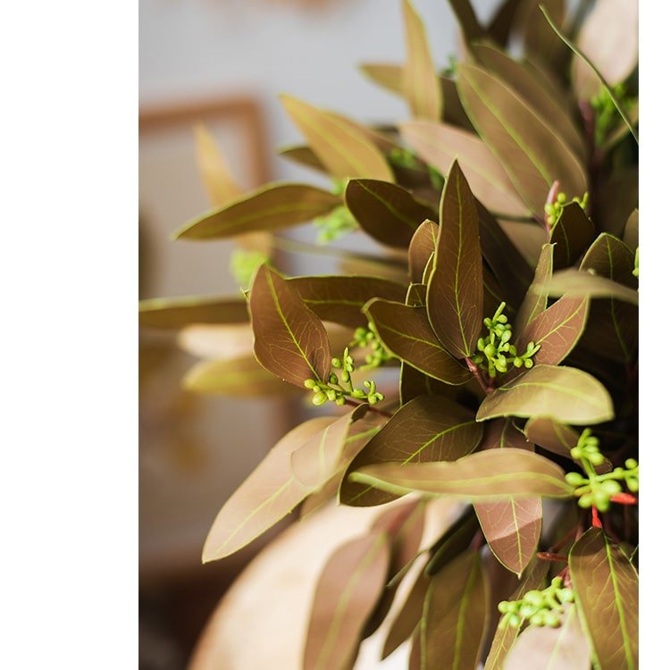 Artificial Oval Leaf Eucalyptus Stem Bundle in Brown 18" Tall Faux - RusticReach