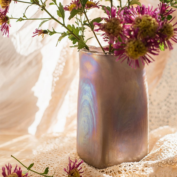 Pink Morandi Color Art Glass Vase