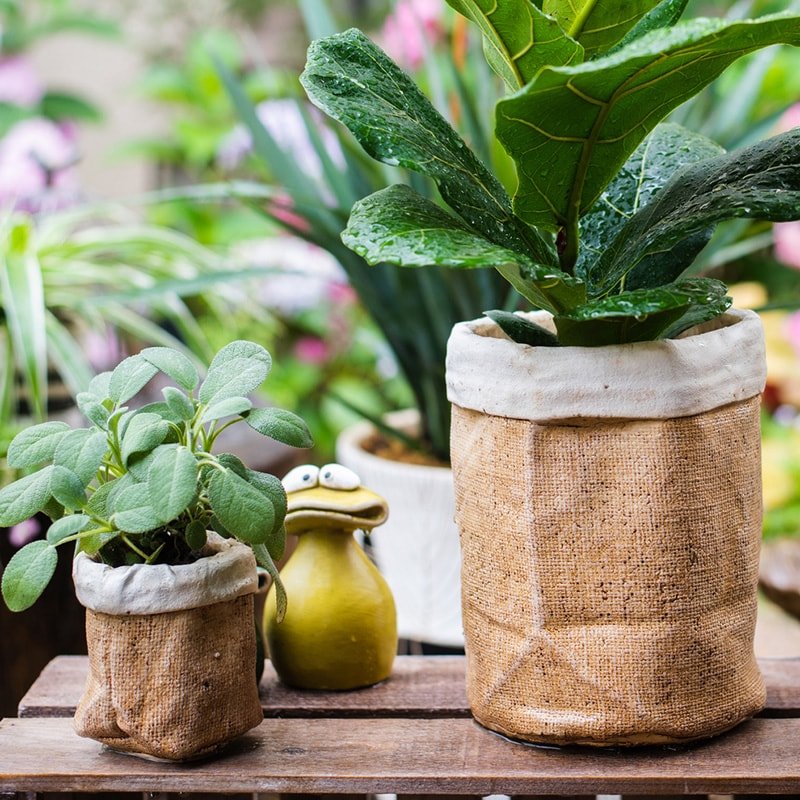 paper bag plant pot Paper Bag Style Concrete Garden Pot – RusticReach