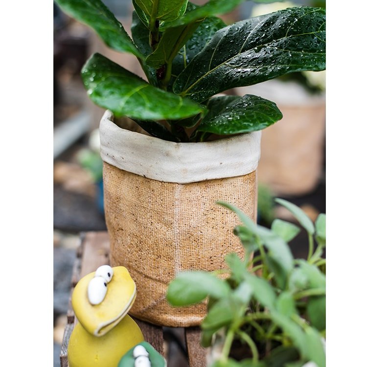 Paper Bag Style Concrete Garden Pot - RusticReach