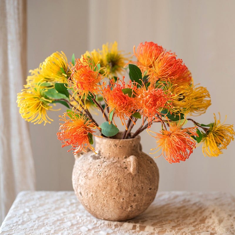 Faux Silk Artificial Pincushion Flower Stem 24" Tall - RusticReach