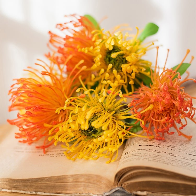 Faux Silk Artificial Pincushion Flower Stem 24" Tall - RusticReach
