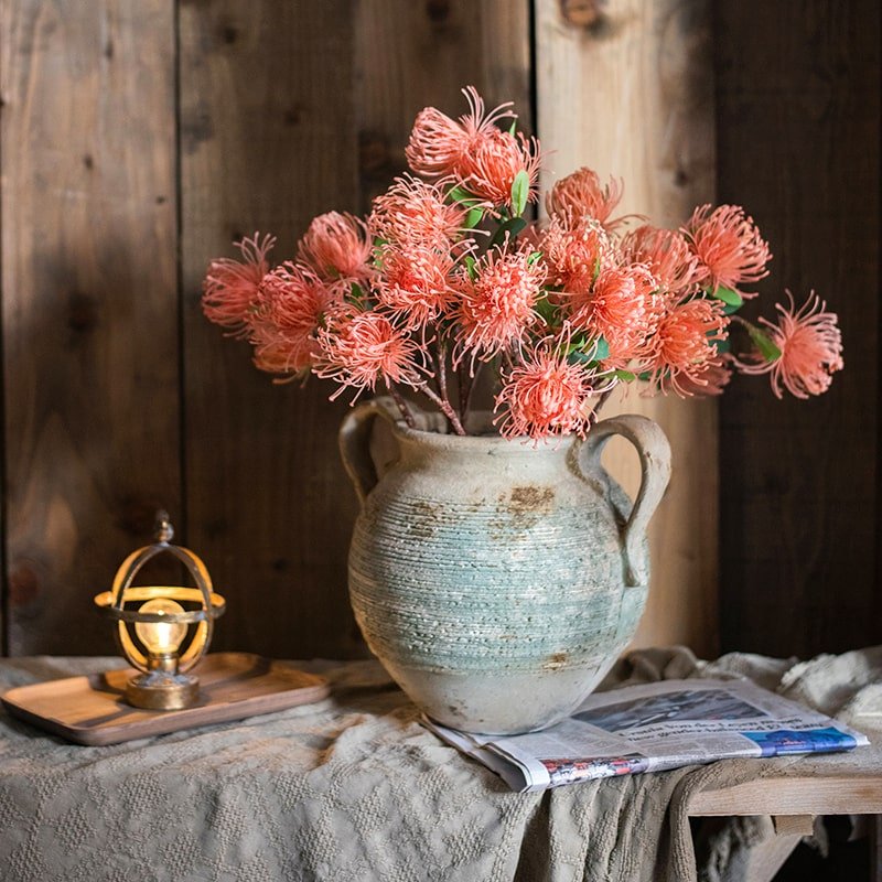 Faux Silk Artificial Pincushion Flower Stem 24" Tall - RusticReach