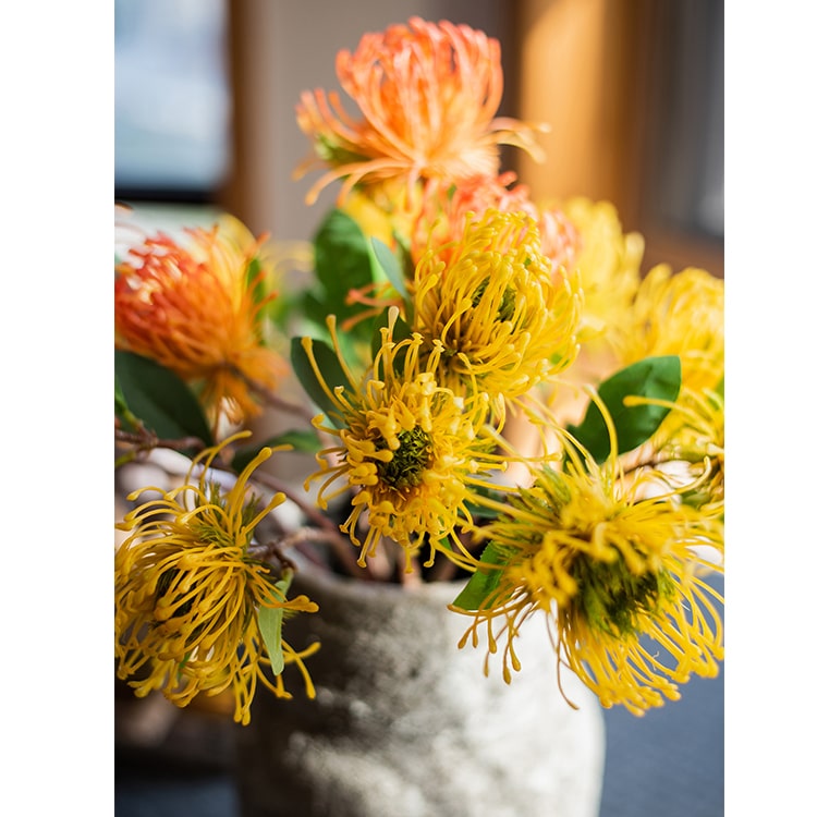 Faux Silk Artificial Pincushion Flower Stem 24" Tall