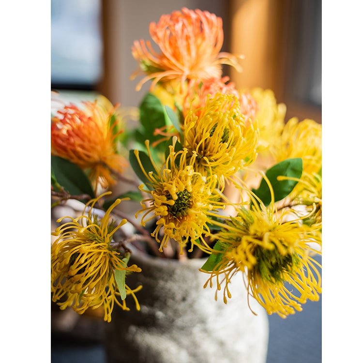 Faux Silk Artificial Pincushion Flower Stem 24" Tall - RusticReach
