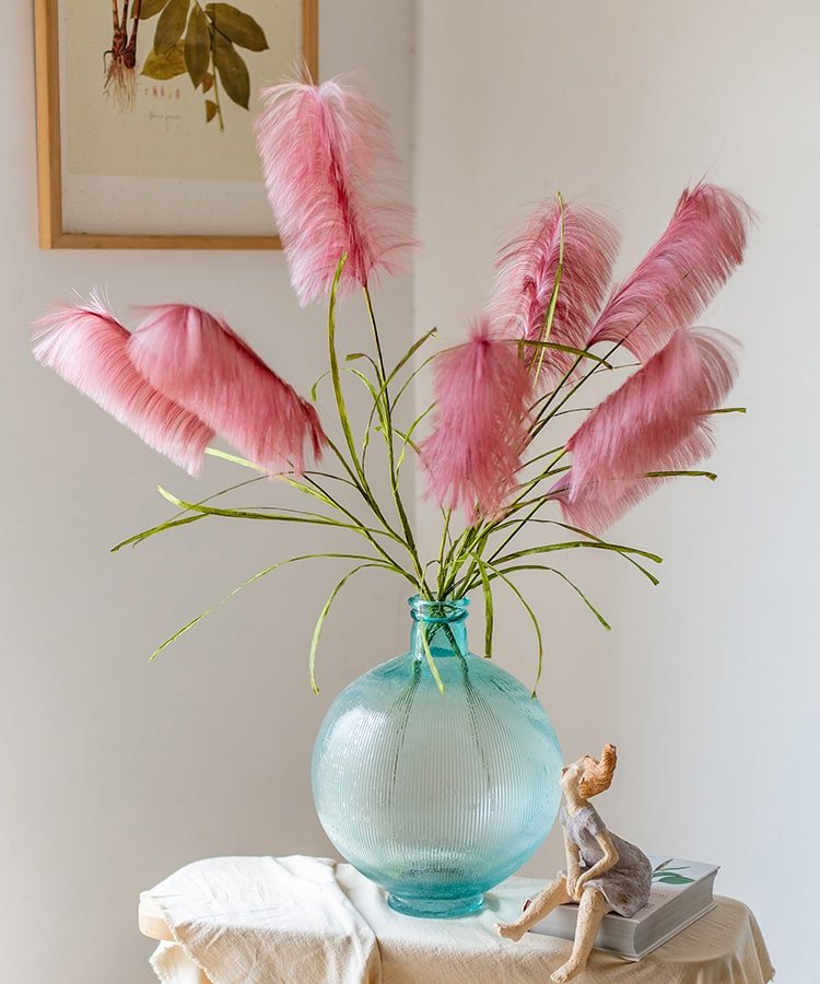 Faux Silk Artificial Pink Reed Grass Stem 45" Tall - RusticReach