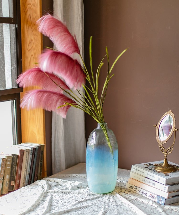 Faux Silk Artificial Pink Reed Grass Stem 45" Tall - RusticReach