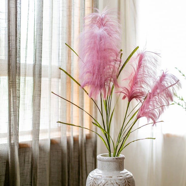 Faux Silk Artificial Pink Reed Grass Stem 45" Tall - RusticReach