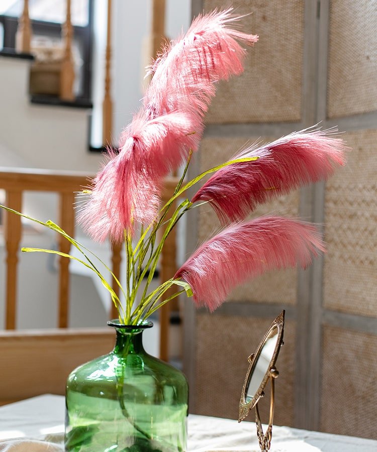 Faux Silk Artificial Pink Reed Grass Stem 45" Tall - RusticReach
