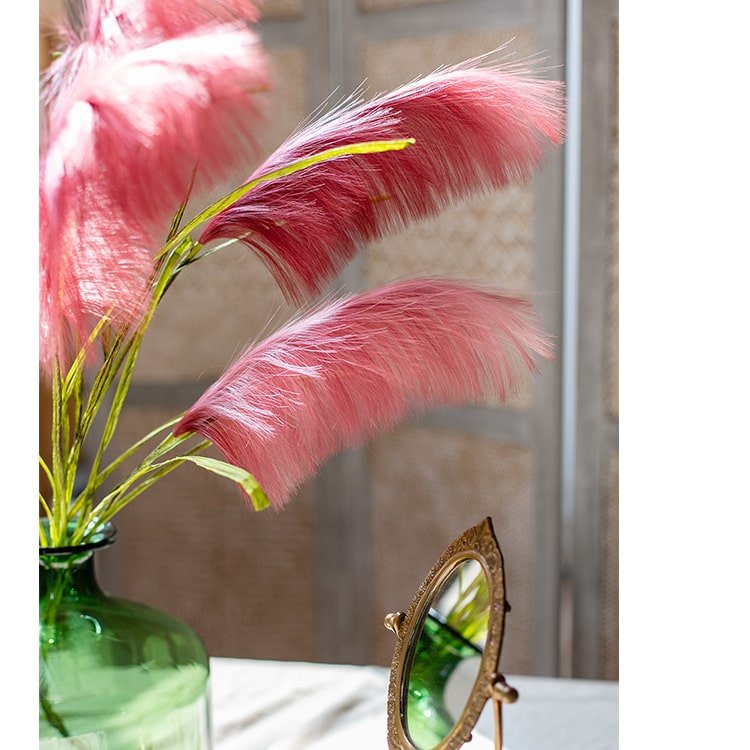 Faux Silk Artificial Pink Reed Grass Stem 45" Tall - RusticReach