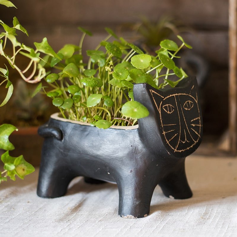 Cat Shape Small Planter in Concrete - RusticReach