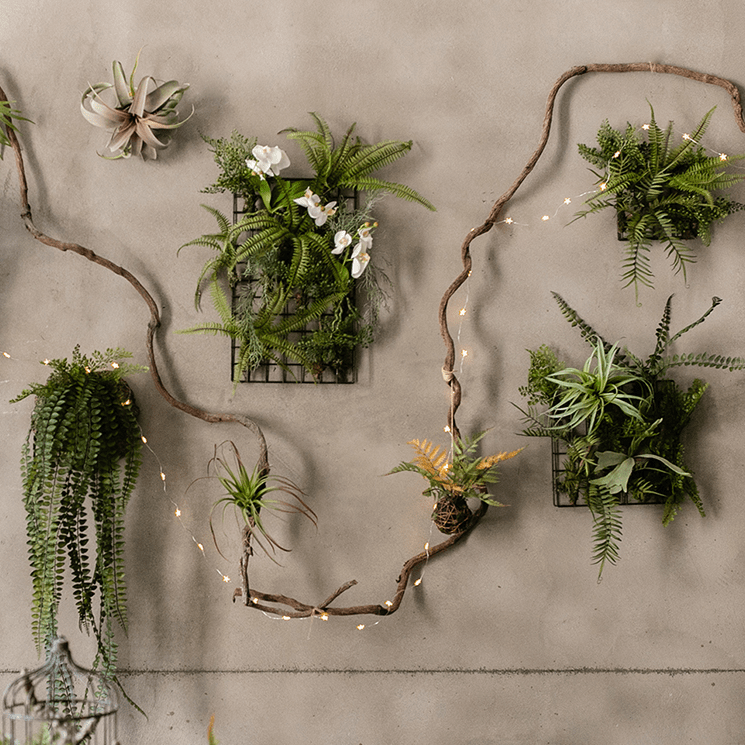 plant wall hanging decor Artificial Faux Plant Metal Frame Wall Décor – RusticReach