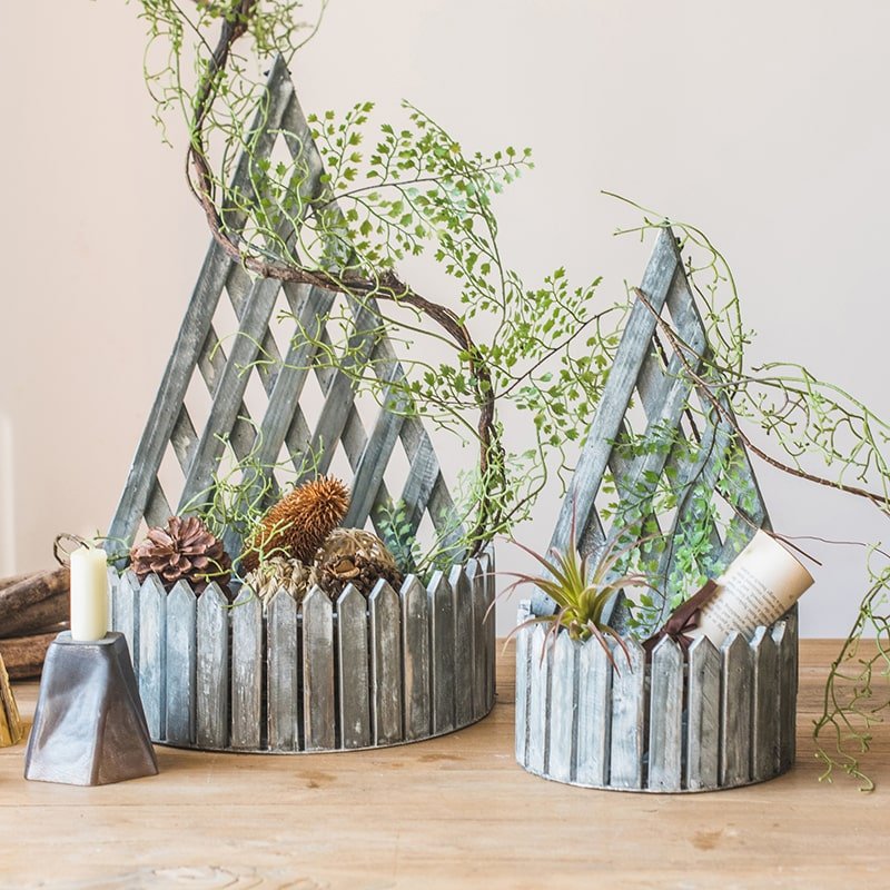 Decorative Wood Planter with Trellis Back - RusticReach