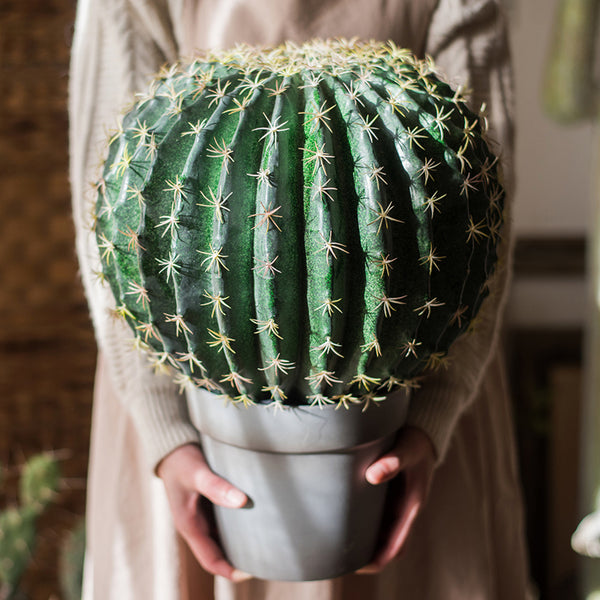 Artificial Faux Cactus Ball In Pot