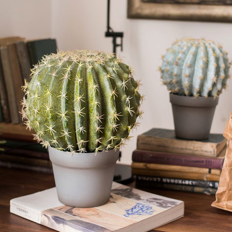 Artificial Faux Cactus Ball In Pot - RusticReach