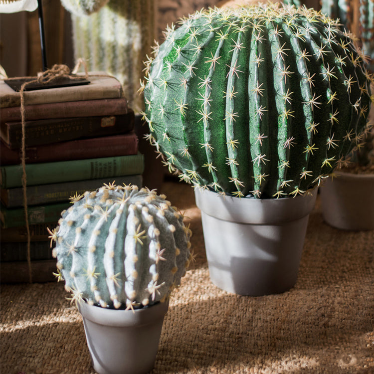 Artificial Faux Cactus Ball In Pot
