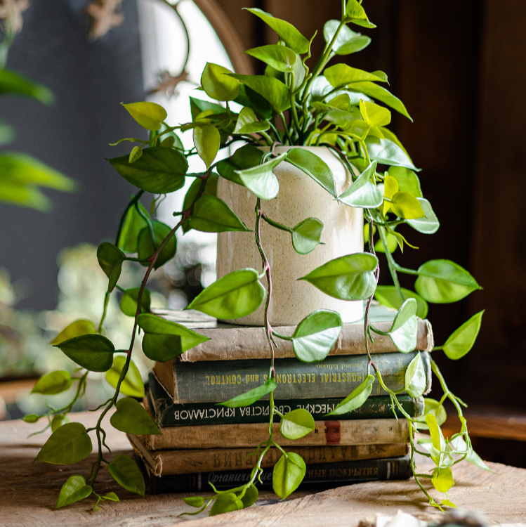 Artificial Devil's Ivy Plant in White Pot