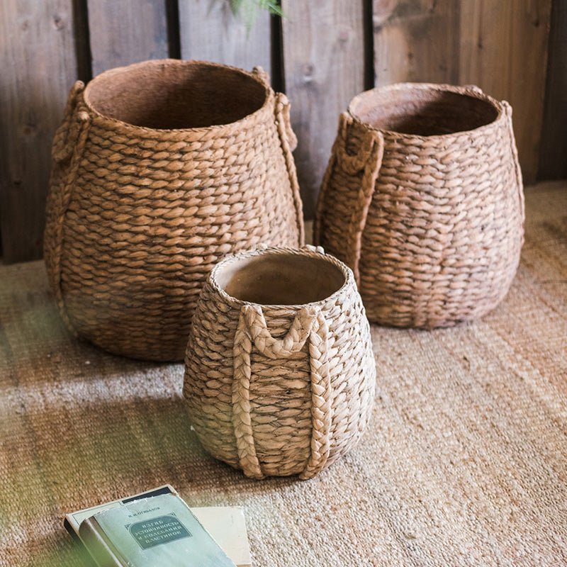 woven concrete planter Large Rope Basket Cement Planter – RusticReach