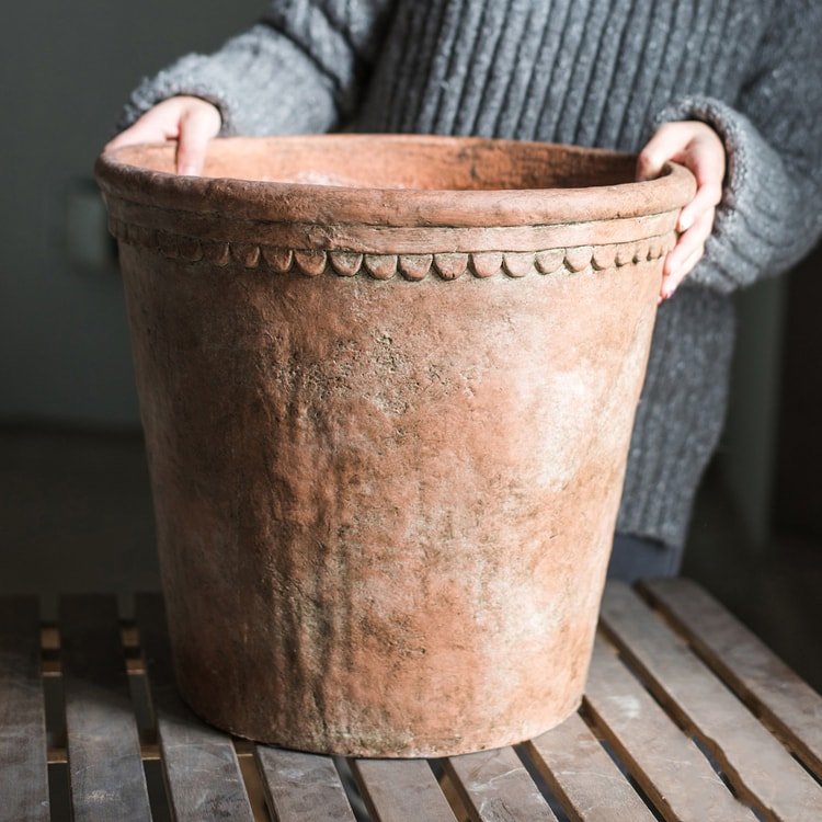Large Terracotta Red Concrete Planter Pot - RusticReach