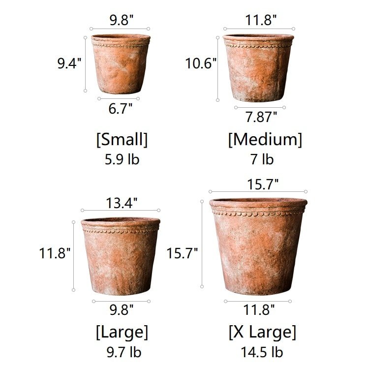 Large Terracotta Red Concrete Planter Pot - RusticReach