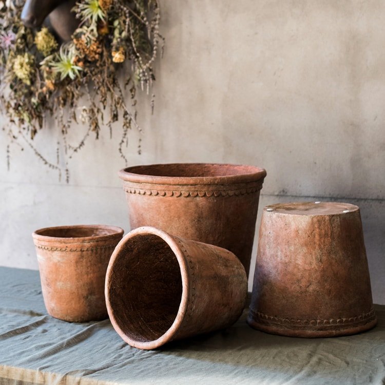 Large Terracotta Red Concrete Planter Pot - RusticReach