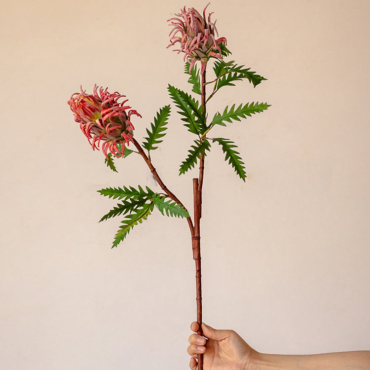 Red Flame Protea Artificial Flower Stem 31" Tall