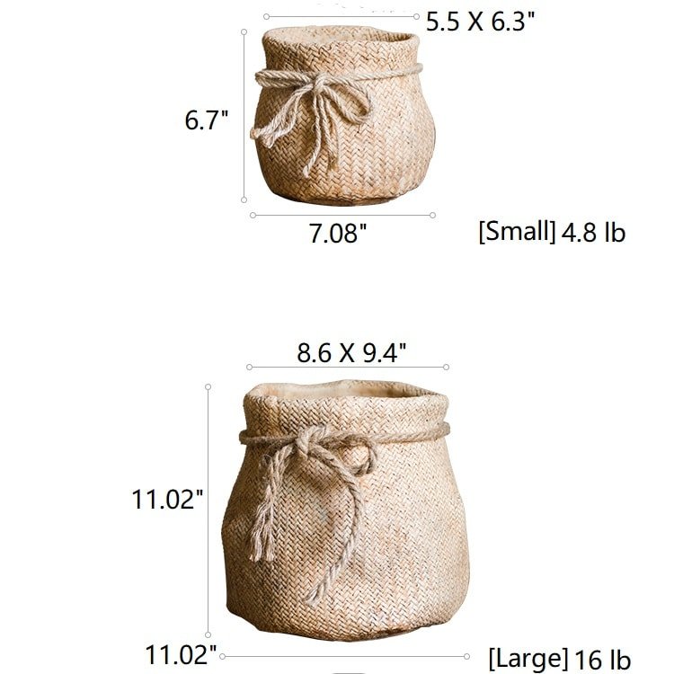 Ribbon Bag Style Concrete Garden Pot - RusticReach