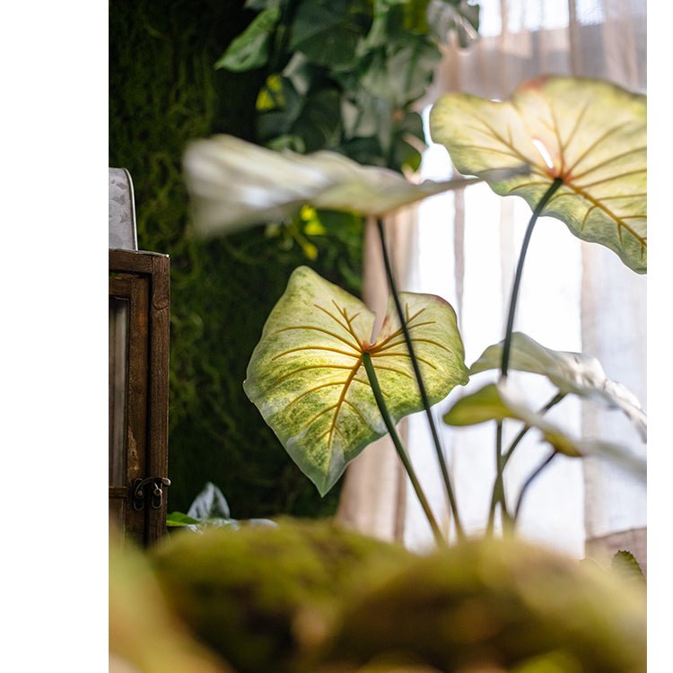 Faux Artificial Rooted Bunch Alocasia 19" Tall - RusticReach