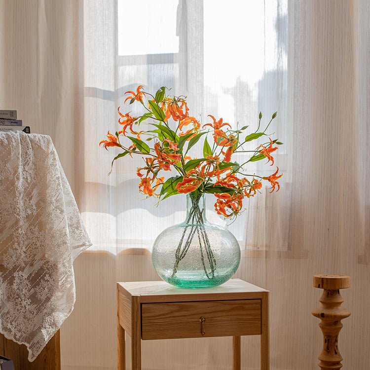 orange lily artificial flower Faux Silk Flower Flame Lily Stem 29" Tall – RusticReach