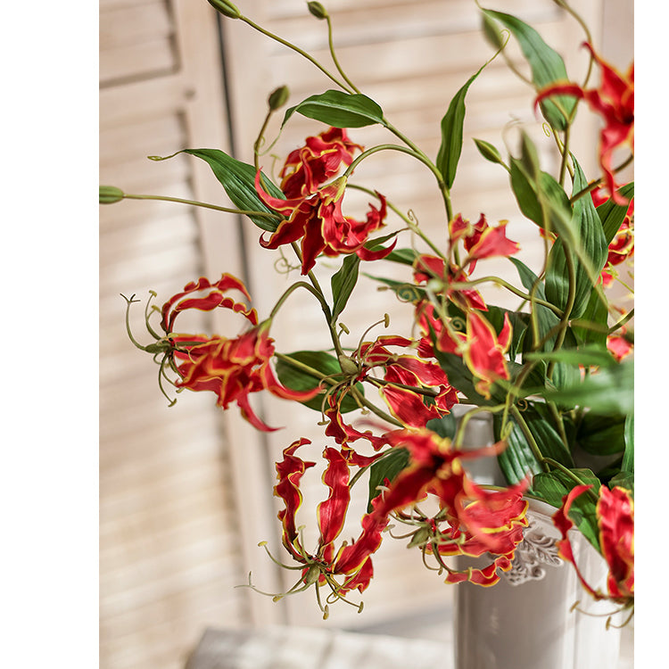 Silk Flower Flame Lily Stem 29" Tall
